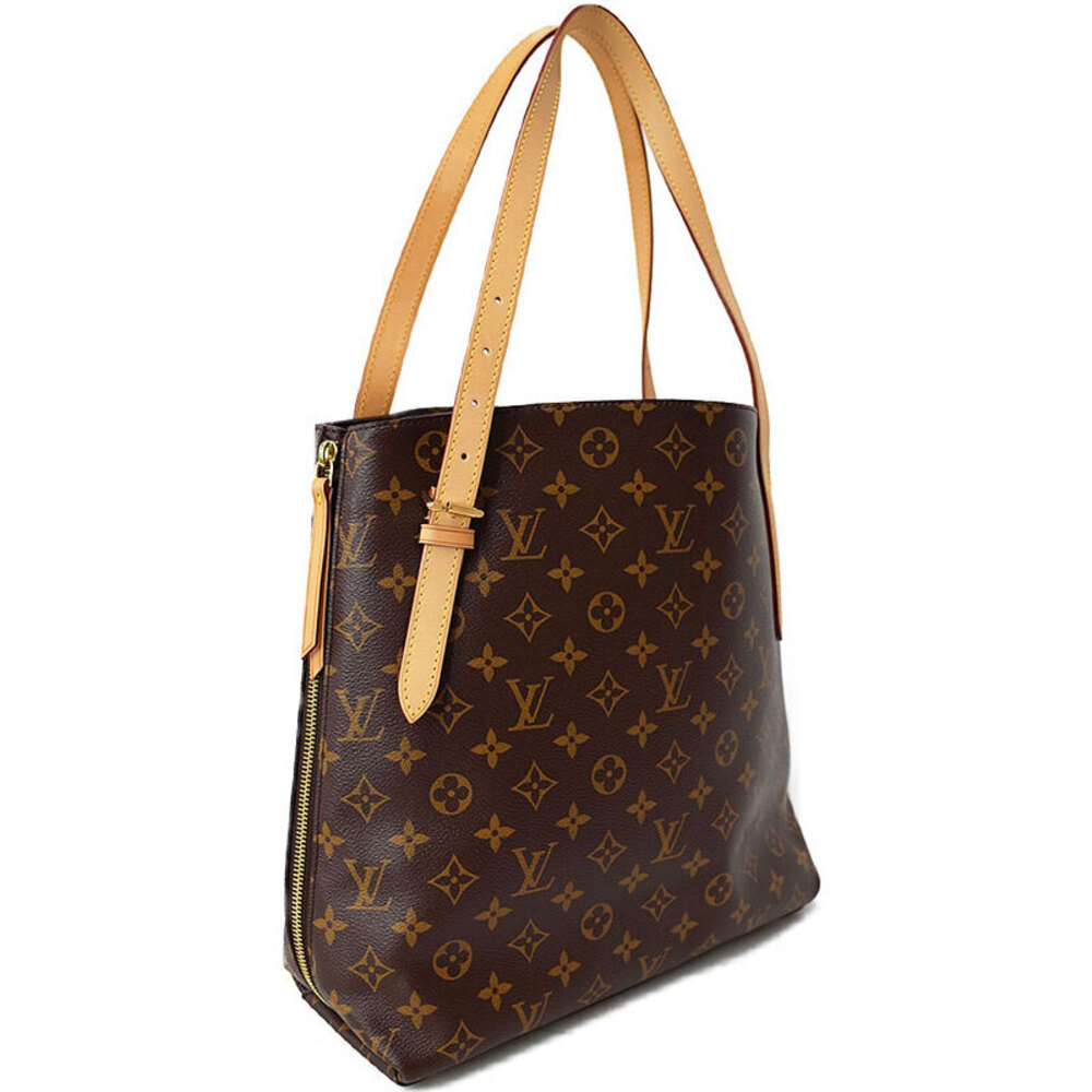Louis Vuitton Leather Tote Bag Monogram Brown Voltaire